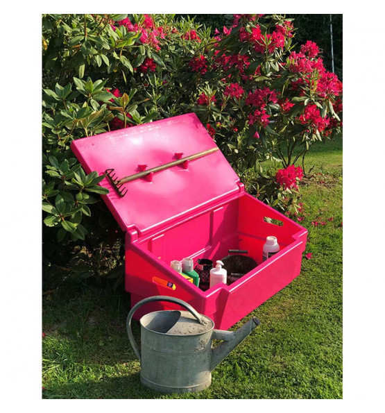 COFFRE DE JARDIN 100L AVEC GRENOUILLERES ET CADENAS POUR STOCKAGE ET RANGEMENT