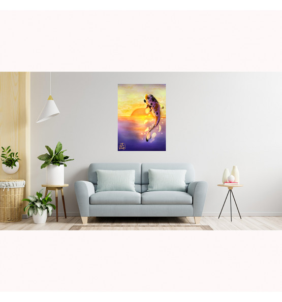 TABLEAU DECORATIF 29,7X42 CM CARPE KOI DE  L'ARTISTE AUTEUR THE LITTLE NO THINGKS