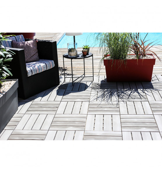 LOT DE 4 DALLES CLIPSABLES DECOR BOIS 40 CM