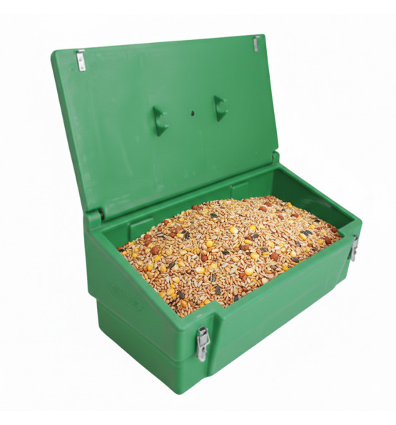  green 100l food/multipurpose storage bin with frogs for safe and dry storage of food and tools