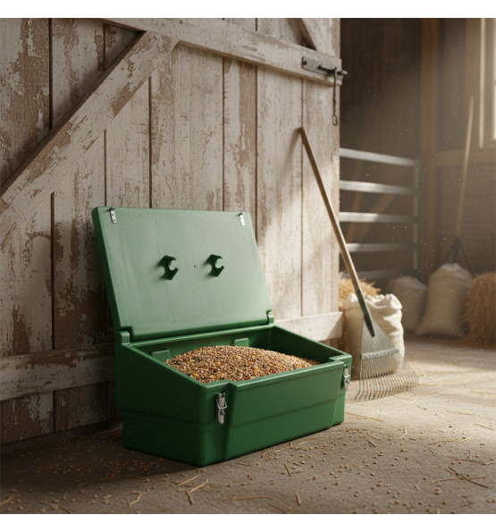  green 100l food/multipurpose storage bin with frogs for safe and dry storage of food and tools