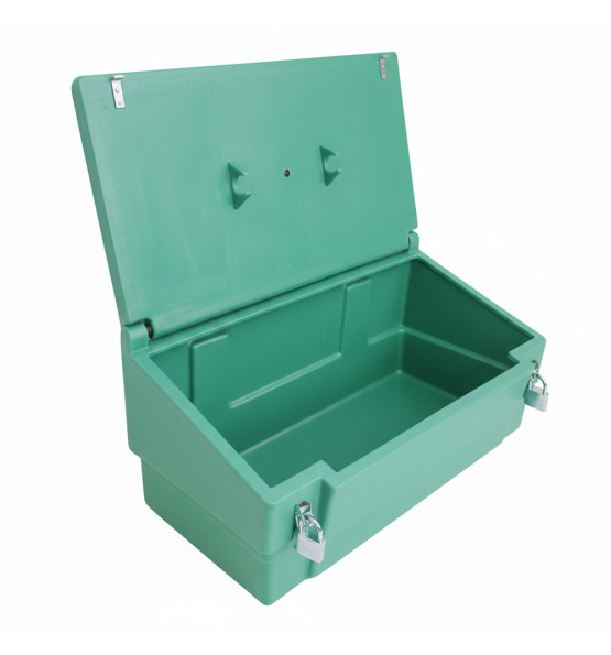 Green 100l food/multipurpose storage bin with frogs+padlock for safe and dry storage of food and too...