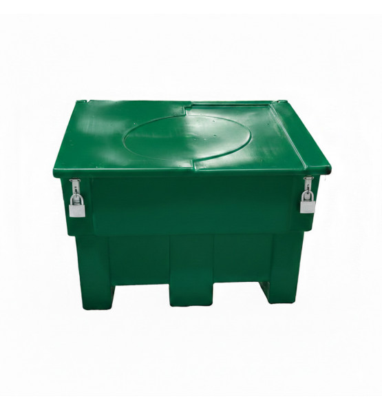 Green 300l food/multipurpose storage bin with frogs+ padlock for safe and dry storage of food and to...