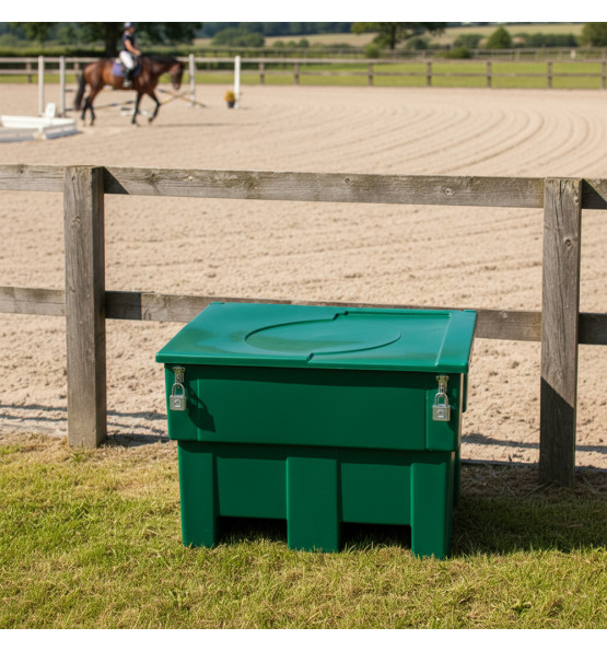 Green 300l food/multipurpose storage bin with frogs+ padlock for safe and dry storage of food and to...