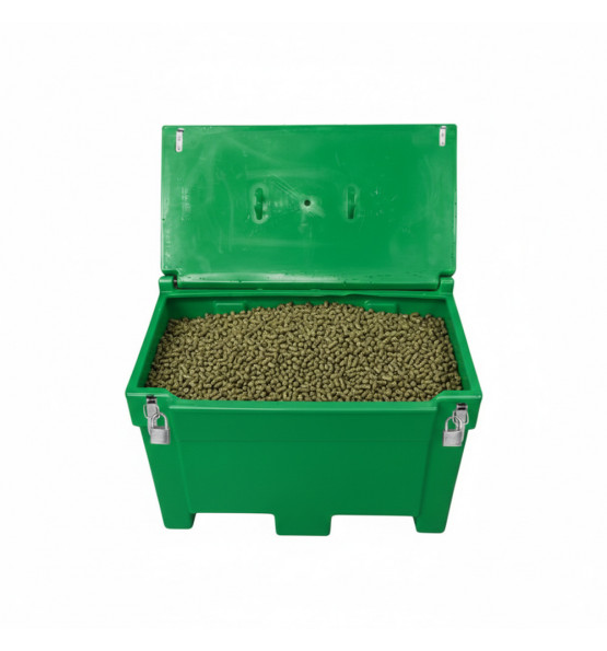 Green 300l food/multipurpose storage bin with frogs+ padlock for safe and dry storage of food and to...