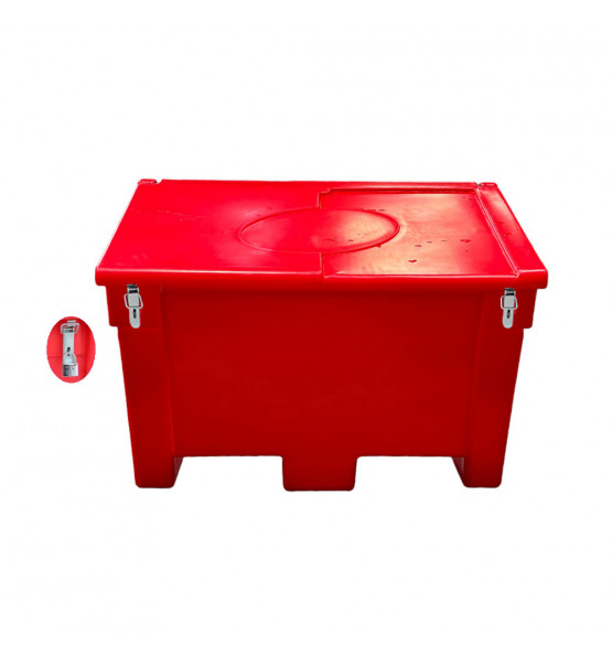 Bac à sable incendie/ à sel de déneigement 200L +grenouillères + cadenas + pelle
