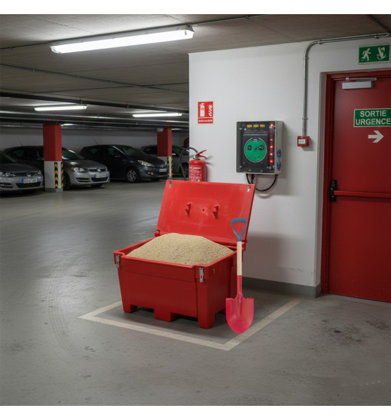 Bac  a sable/sel 300l avec grenouillères + pelle