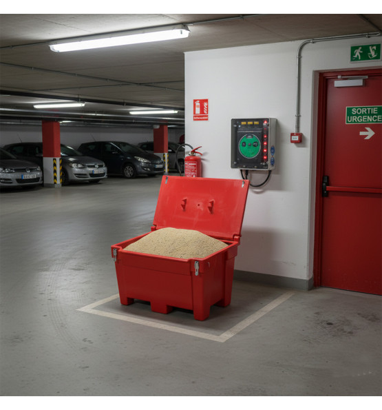 Bac à sable incendie/ à sel de déneigement 200L + grenouillères