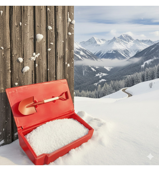 Bac à sable incendie/ à sel de déneigement 50L + pelle- Lot de 10