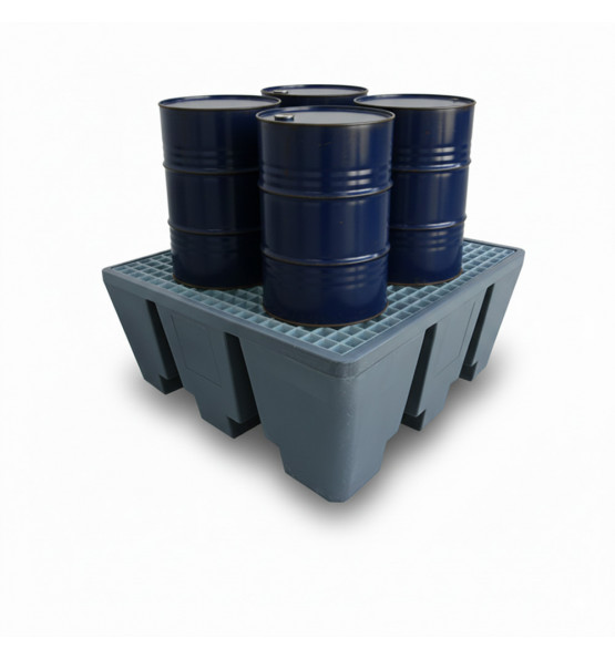 Bac de rétention PEHD 475L Eco pour 4 fûts - Lot de 5-Plast'Up Rotomoulage