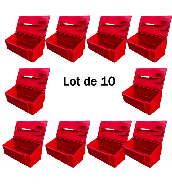 Bac à sable incendie/ à sel de déneigement 100L + pelle- Lot de 10