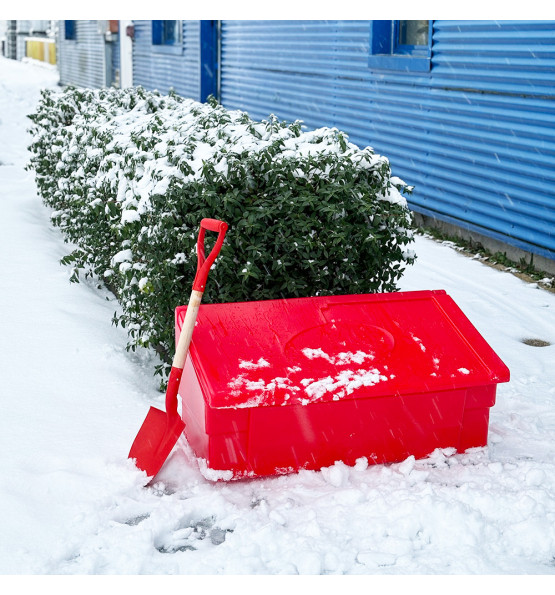 Bac à sable incendie/ à sel de déneigement 100L + pelle- Lot de 10