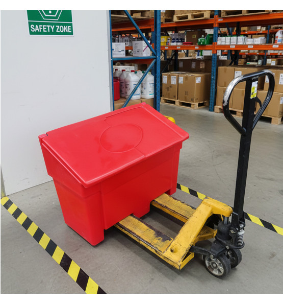 Bac à sable incendie/ à sel de déneigement 200L + pelle- Lot de 6