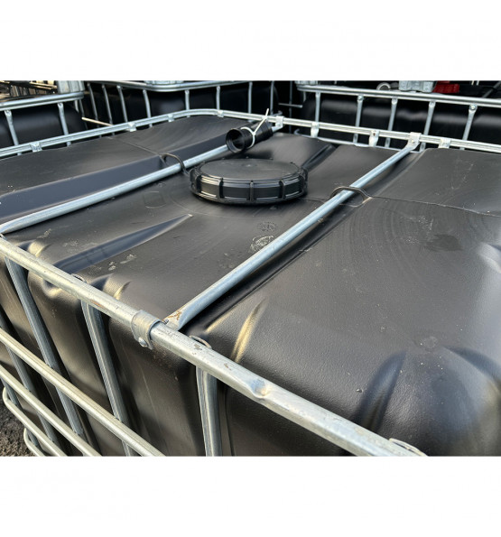 Cuve de stockage 1000L IBC neuve grillage opaque noire bouchon diamètre 22 cm