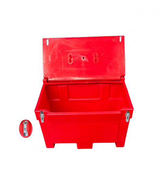 Bac à sable incendie/ à sel de déneigement 200L + grenouillères + cadenas