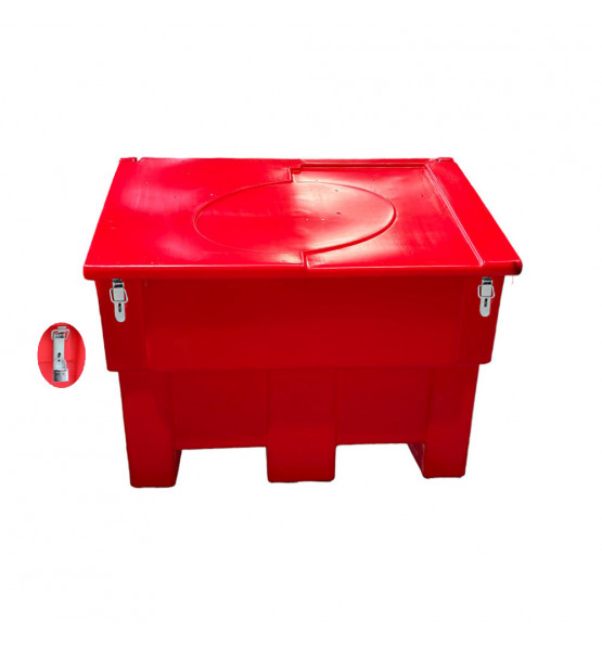 Bac à sable incendie/ à sel de déneigement 300L + grenouillères + cadenas