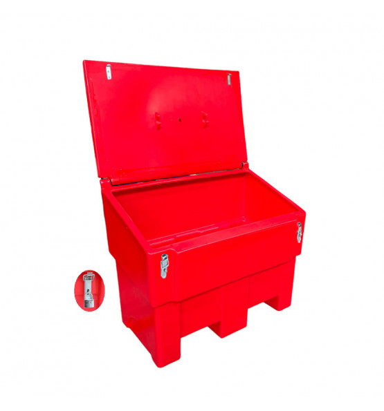 Bac à sable incendie/ à sel de déneigement 300L+ grenouillères + cadenas-Lot de 6 