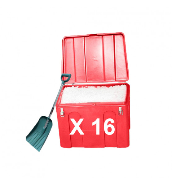 Bac à sable incendie/ à sel de déneigement 140L + pelle- Lot de 16
