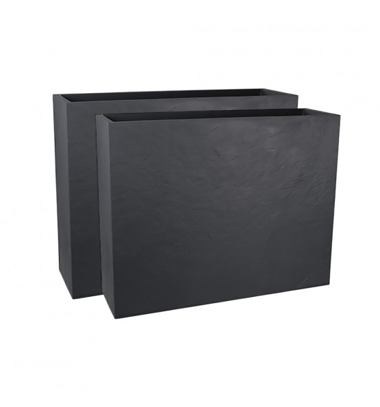 Jardinière rectangulaire Volcania apparence pierre 63l-Lot de 2