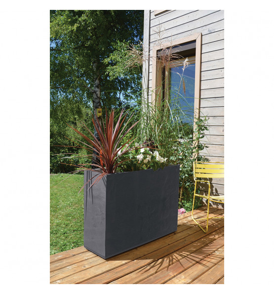 Jardinière rectangulaire Volcania apparence pierre 63l-Lot de 2