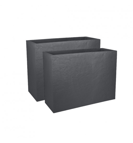Jardinière rectangulaire Volcania apparence pierre 46l-Lot de 2