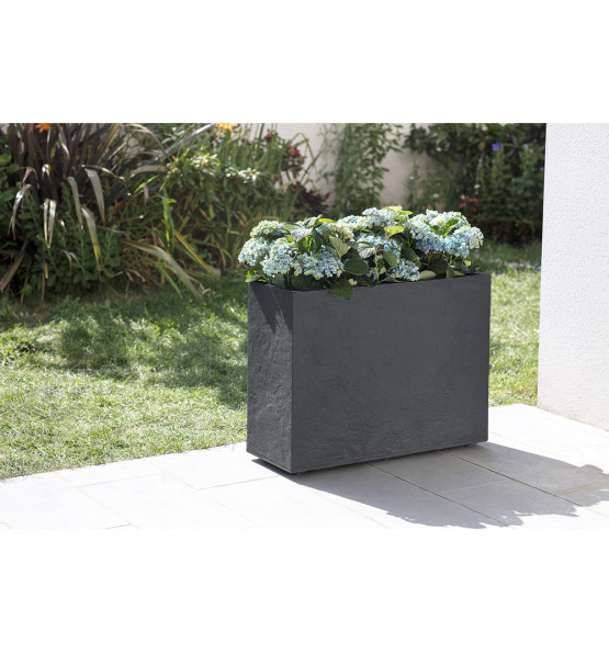Jardinière rectangulaire Volcania apparence pierre 46l-Lot de 2
