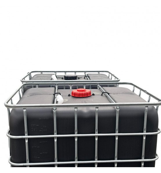 Cuve de stockage 1000L IBC poche rénovée grillage opaque noire-Bouchon diamètre 22 cm