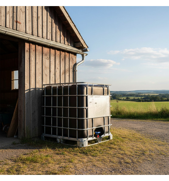Cuve de stockage 1000L IBC poche rénovée grillage opaque noire-Bouchon diamètre 22 cm
