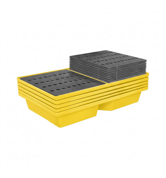 Bac de rétention 70L empilable avec caillebotis-Lot de 5-Plast'Up Rotomoulage