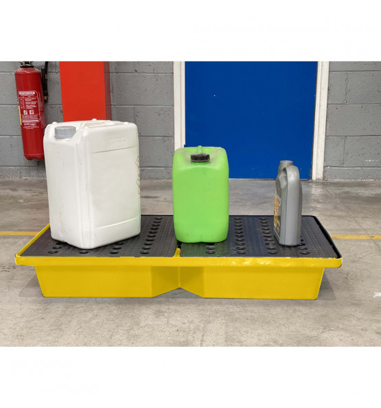 Bac de rétention 70L empilable avec caillebotis-Lot de 5