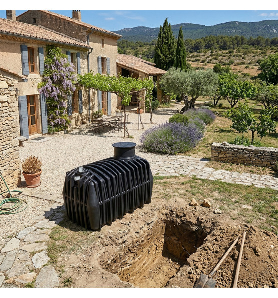 Cuve de stockage d'eau enterrée horizontale 4000l