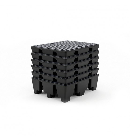 Bac de rétention pour palette Europe -Éco-caillebotis plastique-Lot de 6-Plast'Up Rotomoulage
