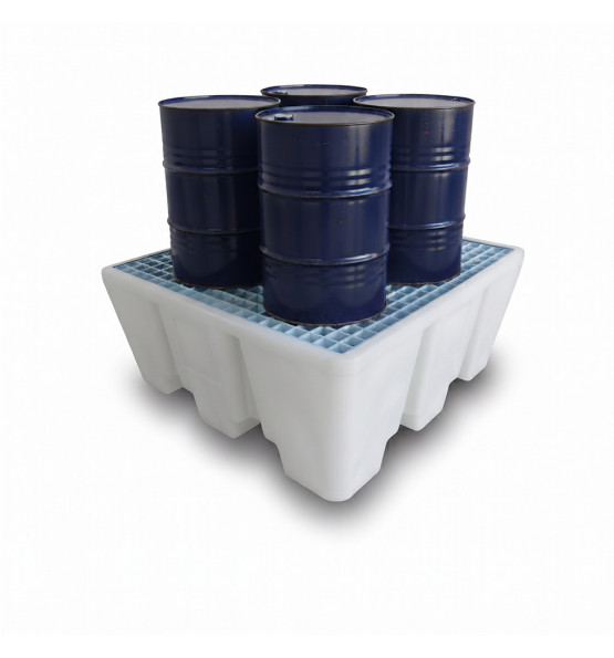 Bac de rétention PEHD 475L pour 4 fûts naturel - Plast'Up Rotomoulage
