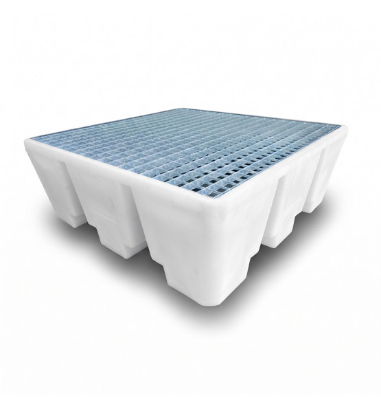 Bac de rétention PEHD 475L pour 4 fûts naturel - Plast'Up Rotomoulage