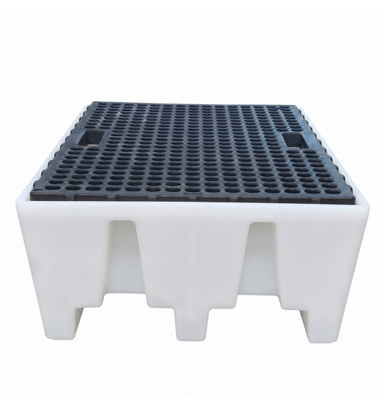Bac de rétention naturel pour palette Europe avec caillebotis plastique - Plast'Up Rotomoulage