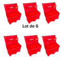 Bac à sable incendie/ à sel de déneigement 200L + pelle- Lot de 6
